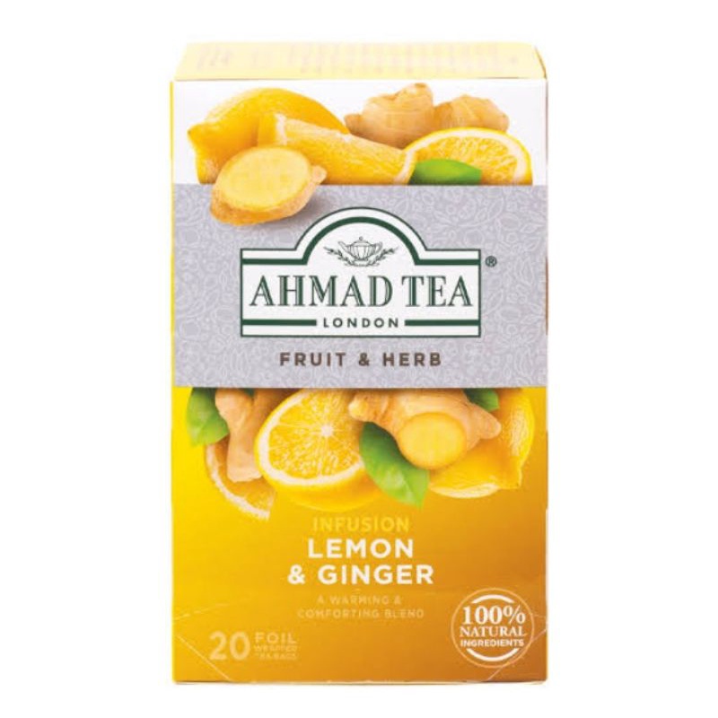 Ahmad tea lemon ginger per box 20 sachet teh london