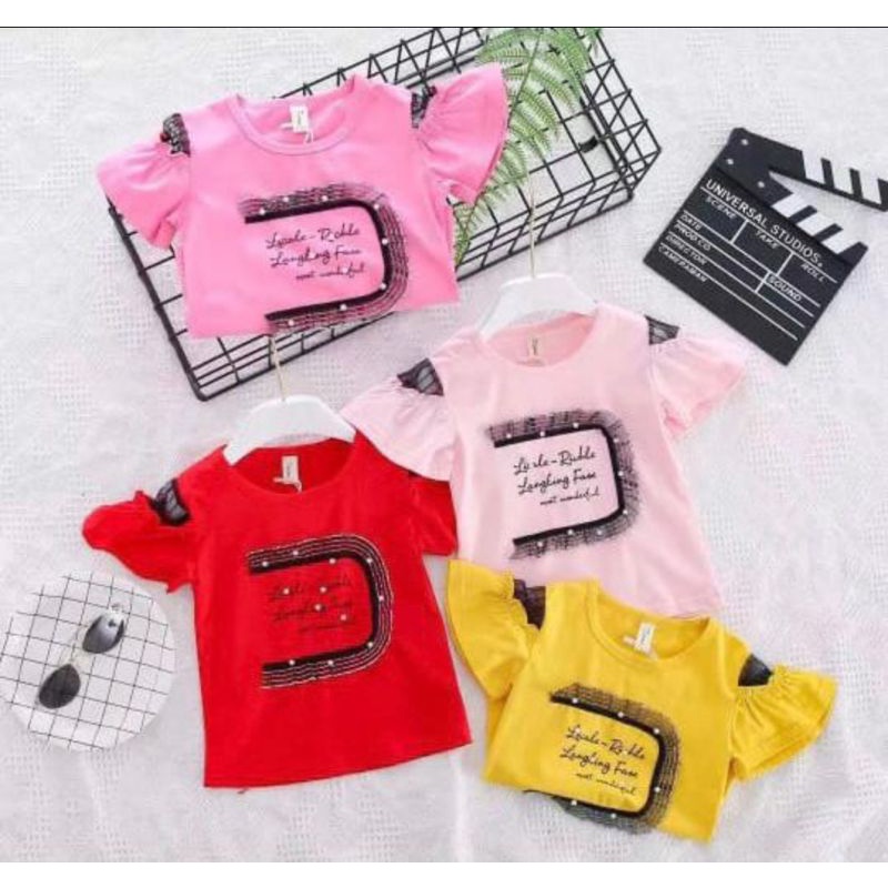 Atasan Import Anak Perempuan / Kaos Import 3D / Kaos lolipop / Kaos Anak Import manik-manik