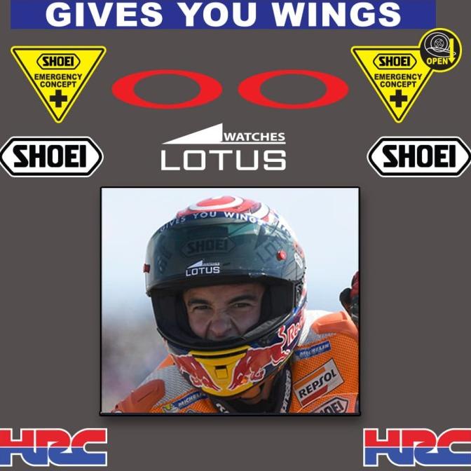 Stiker Helm Sticker Helmet Shoei Mark Marquez Lotus farr3l55 Juara