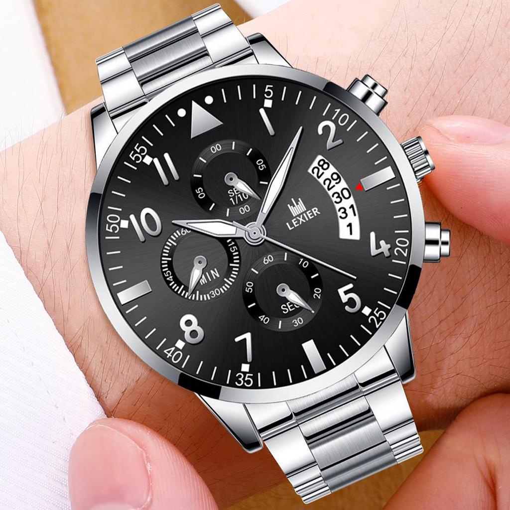 HARGA TERMURAH✅ Jam Tangan Pria Asli Analog Premium Original Lexier Mode Kelas Bisnis Kasual New Model Terbaru Fashion Impor Tahan Air Kalender Date Luminious Bercahaya Stainless Steel Anti Karat Aksesoris Arloji Men Watches Angka Cowok Keren -J32