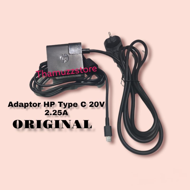 ADAPTOR CHARGER LAPTOP HP 20V 2.25 USB TYPE C ORIGINAL