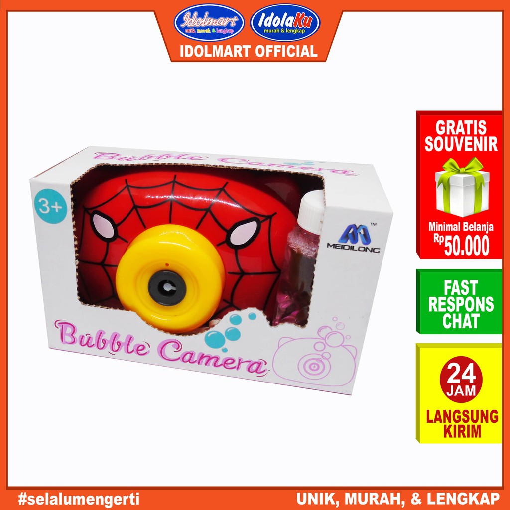 IDOLAKU Mainan Bubble Elektrik Bentuk Kamera machine / Gelembung Bubble camera Lampu Dan Musik