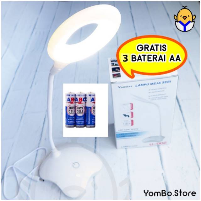 《YomBo Store》VANSTAR LAMPU BELAJAR GRATIS BATERAI AA | LED FLEKSIBEL BATERAI DAN COLOK LISTRIK