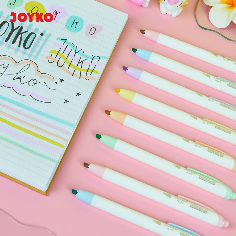 

mdn Joyko Highlighter HL-77-6 1 Set Isi 6Pcs / Penanda 6 Warna Pastel Color Lucu Unik Murah