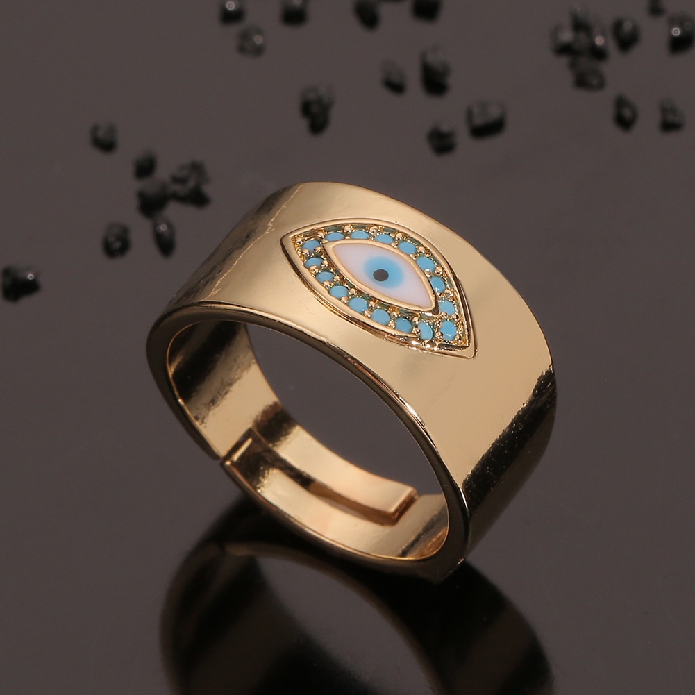 Perhiasan tangan tembaga berlapis emas Iblis Mata cincin cincin kecil cincin