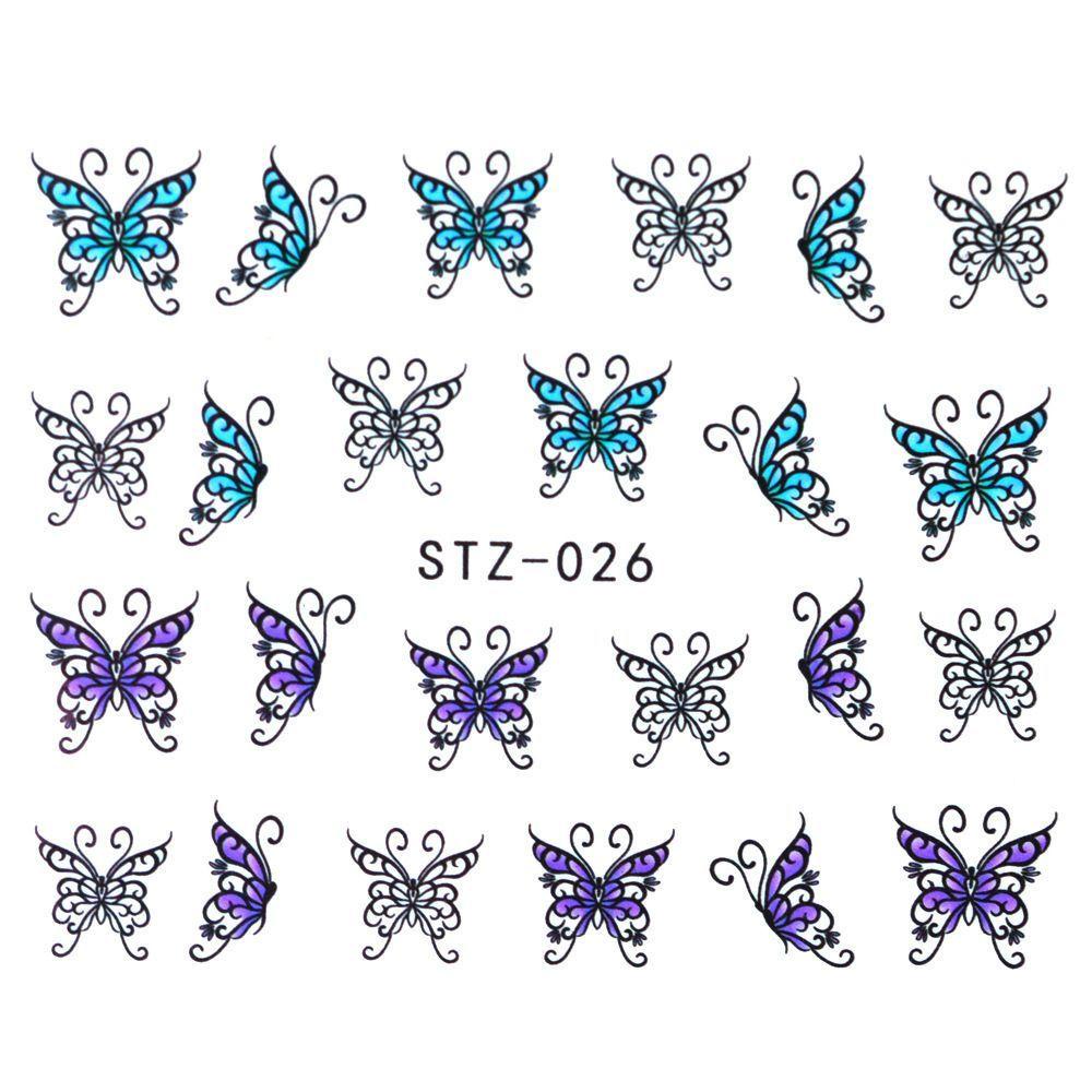 Mxbeauty Nail Art 3D Shinning 30lembar Air Decals Lucu Warna-Warni DIY Transfer Kupu-Kupu