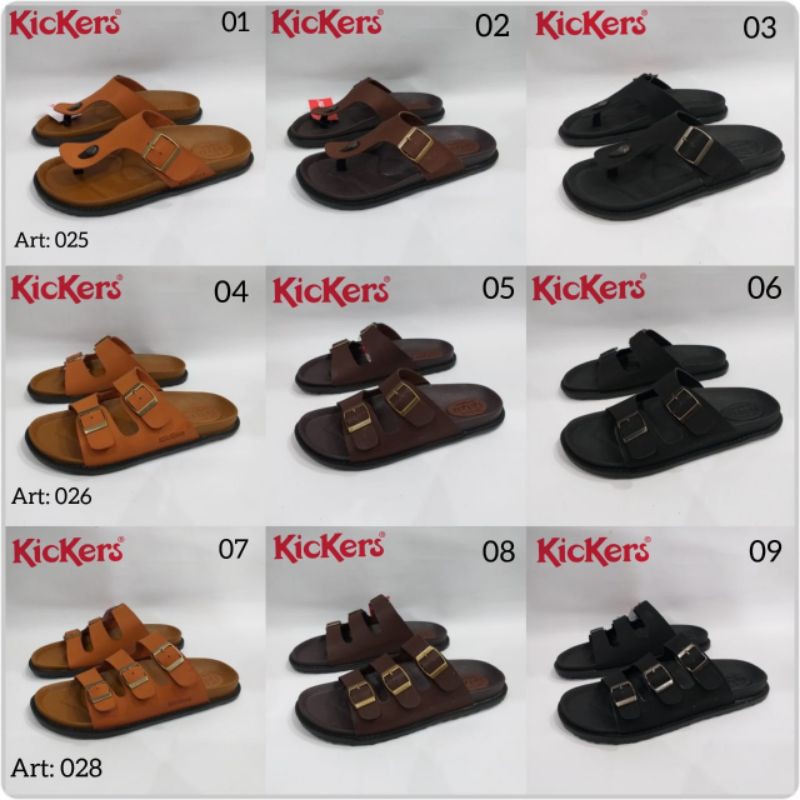 Sendal Jepit Kickers Pria/Sendal Slide Kickers Pria/Sendak Kulit Original/Sandal Pria Kulit