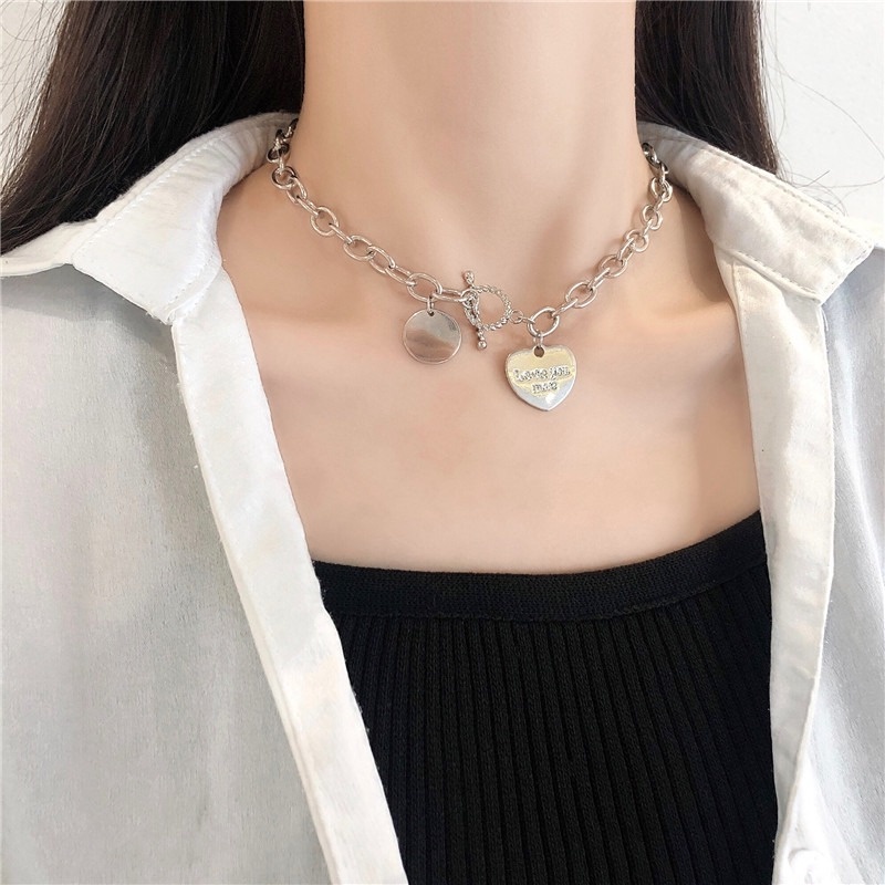 Kalung Choker Liontin Tulisan Love Gaya Punk Untuk Wanita