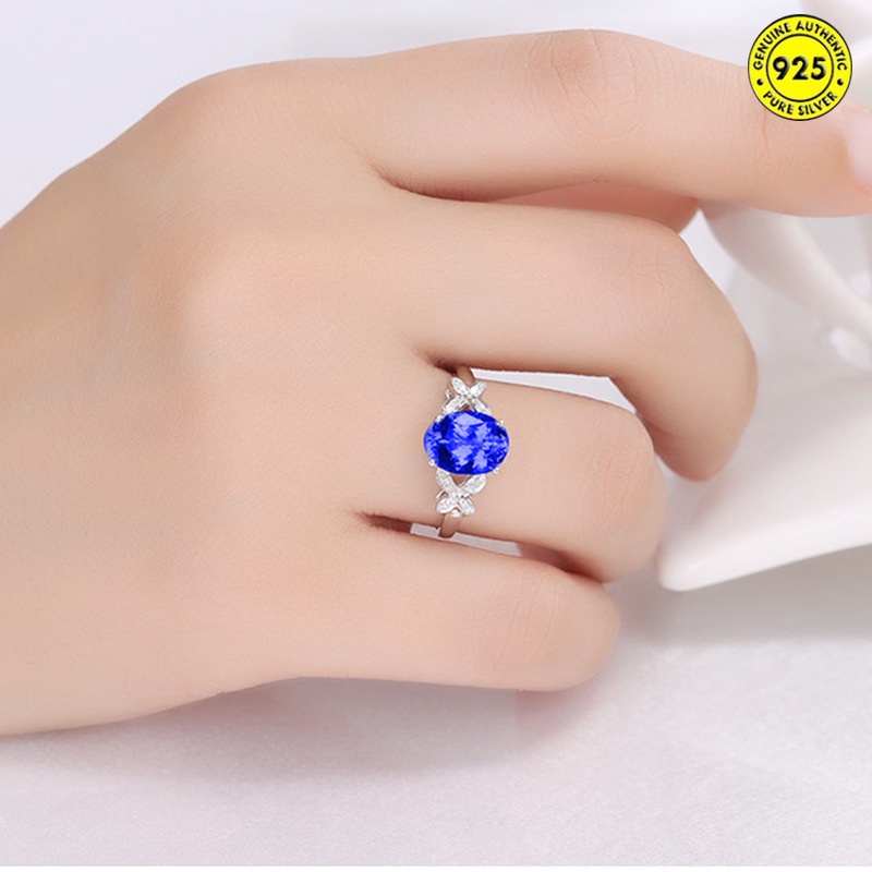 Full Diamond Bow Blue Crystal Diamond Ring