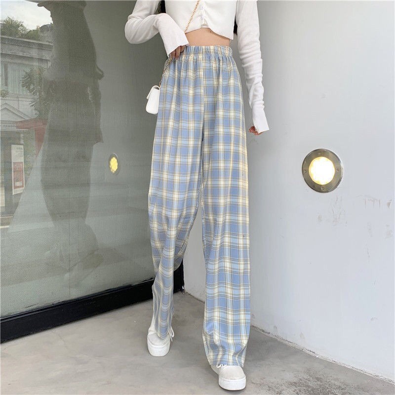 TARTAN PANTS Celana Panjang Motif Kotak Kotak Bahan Katun Stretch Style Wanita Korea By Chikoisme NR