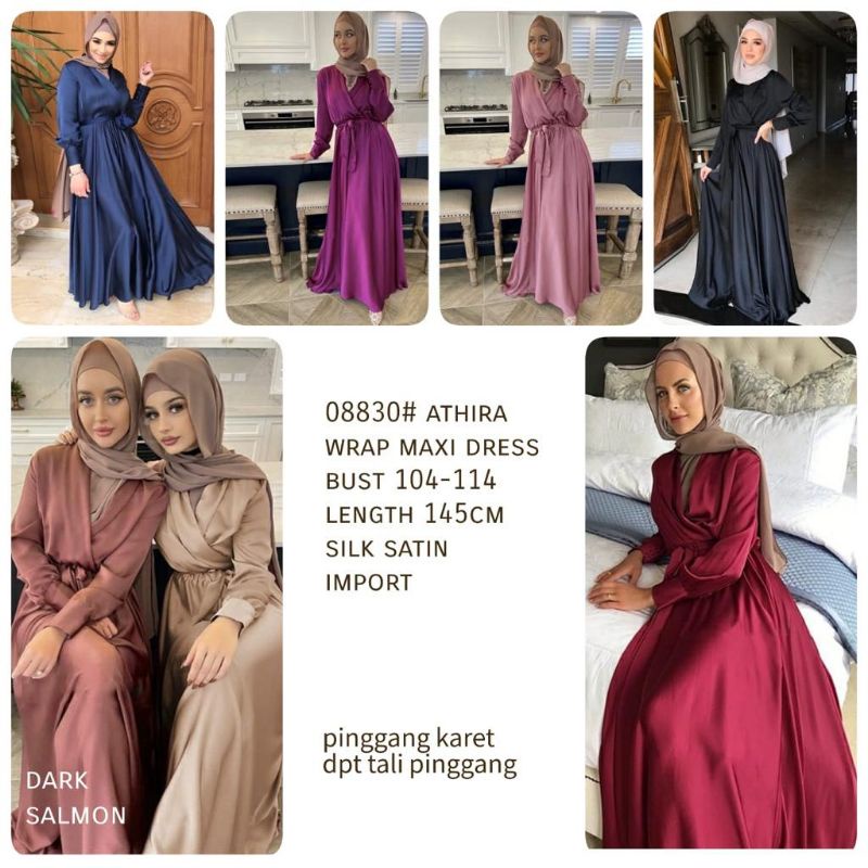 MDLV ~ 08830# Athira Wrap Maxi Dress Gamis Maxi Dress Polos Satin Fashion Muslim Fashion import
