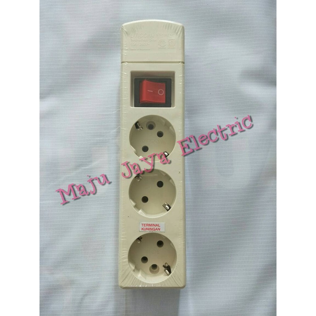 Jual StopKontak Stop Kontak Tembok Uticon 3 Tiga Lubang + Saklar Switch LS1