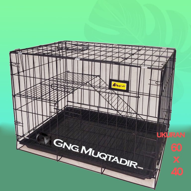 KANDANG KUCING LIPAT MURAH 2 TINGKAT SIZE L 60X40X50 KUALITAS PREMIUM