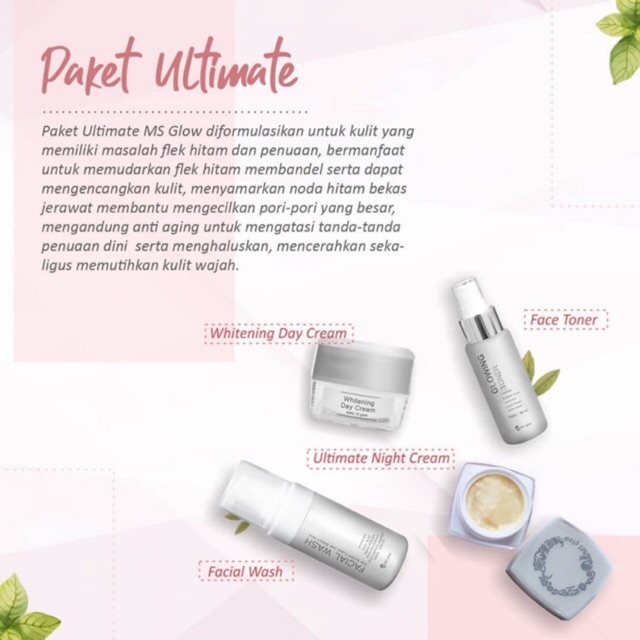 MS Glow Paket Ultimate Original Terbaru Termurah Bisa Untuk Wajah Keluhan Flek, Penuaan, Free Pouch