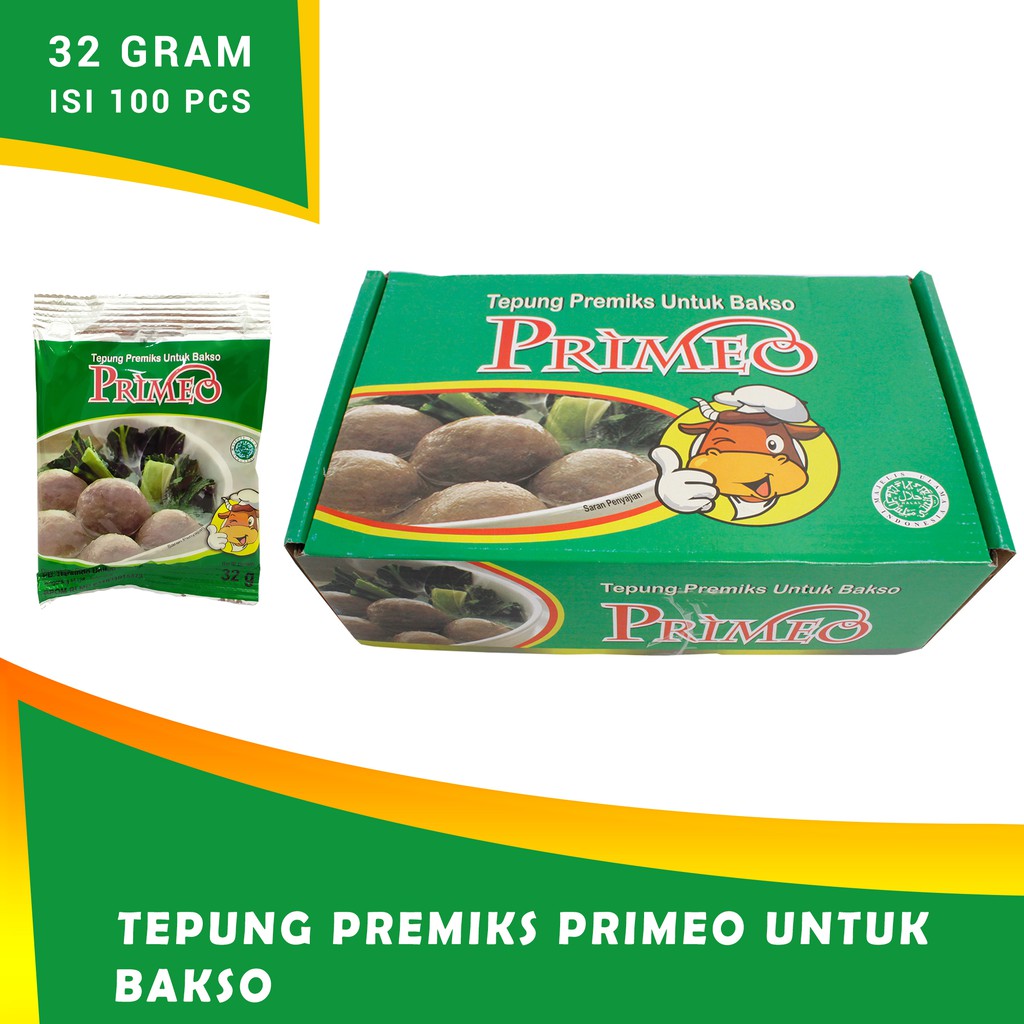 

Tepung Bakso PRIMEO 32 gr Isi 100 Pcs / Tepung Pengenyal Bakso