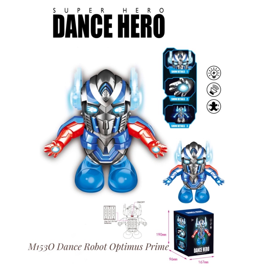 M153O Dancing Robot Optimus Prime with LED / Pajangan / Dance Hero