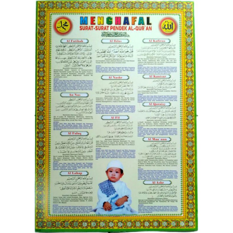 POSTER ANAK EDUKASI MENGHAFAL SURAT SURAT PENDEK ALQURAN