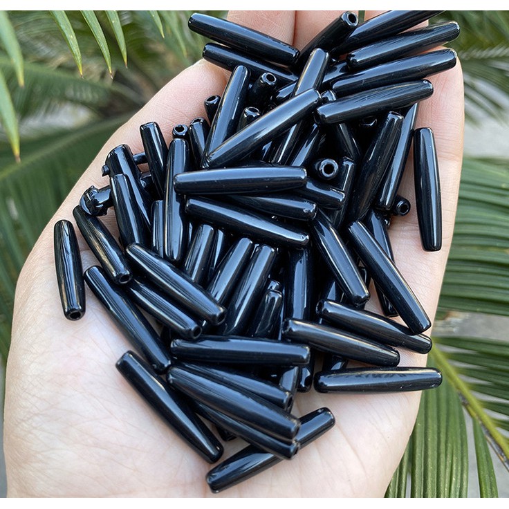 30Pcs Manik-Manik Tabung Panjang Bahan Akrilik Ukuran 5x25mm Untuk Membuat Perhiasan DIY