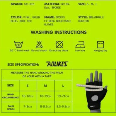 sarung tangan AOLIKES 112 half finger gloves gym fitness padding glove sport lifting weights