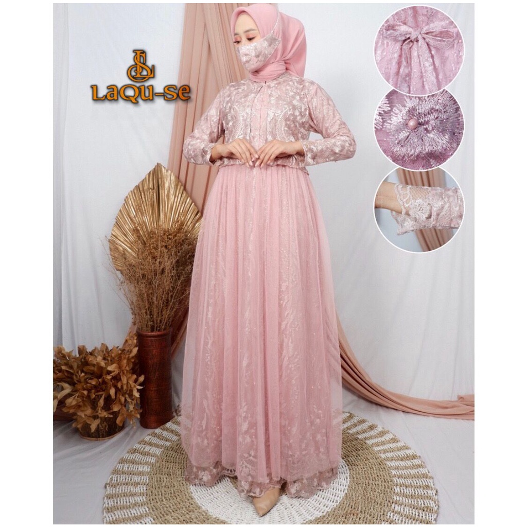 Gamis Dress Rompi Kebaya Bahan Tulle Model Kekinian Kualitas Premium By Laquse_kebaya2