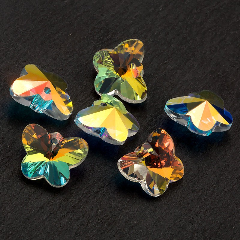 28pcs/pack 14mm 6754 Butterfly Pendant pesona kristal AB Butterfly beads untuk membuat perhiasan