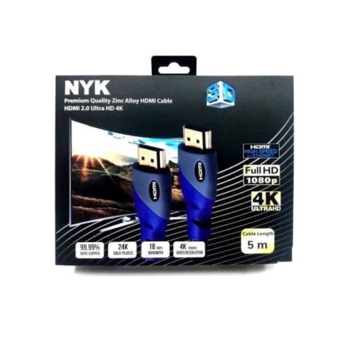 Kabel hdmi 2.0 nyk 5m m-m gold 4k 60hz hdcp hdr 18Gbps ethernet fpr pc laptop ps 4 3 xbox - Cable hdtv 5 meter 3d uhd