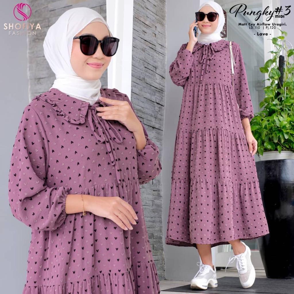 MIDI DRESS PUNGKY Tunik Midi Premium Katun Uragiri Korean