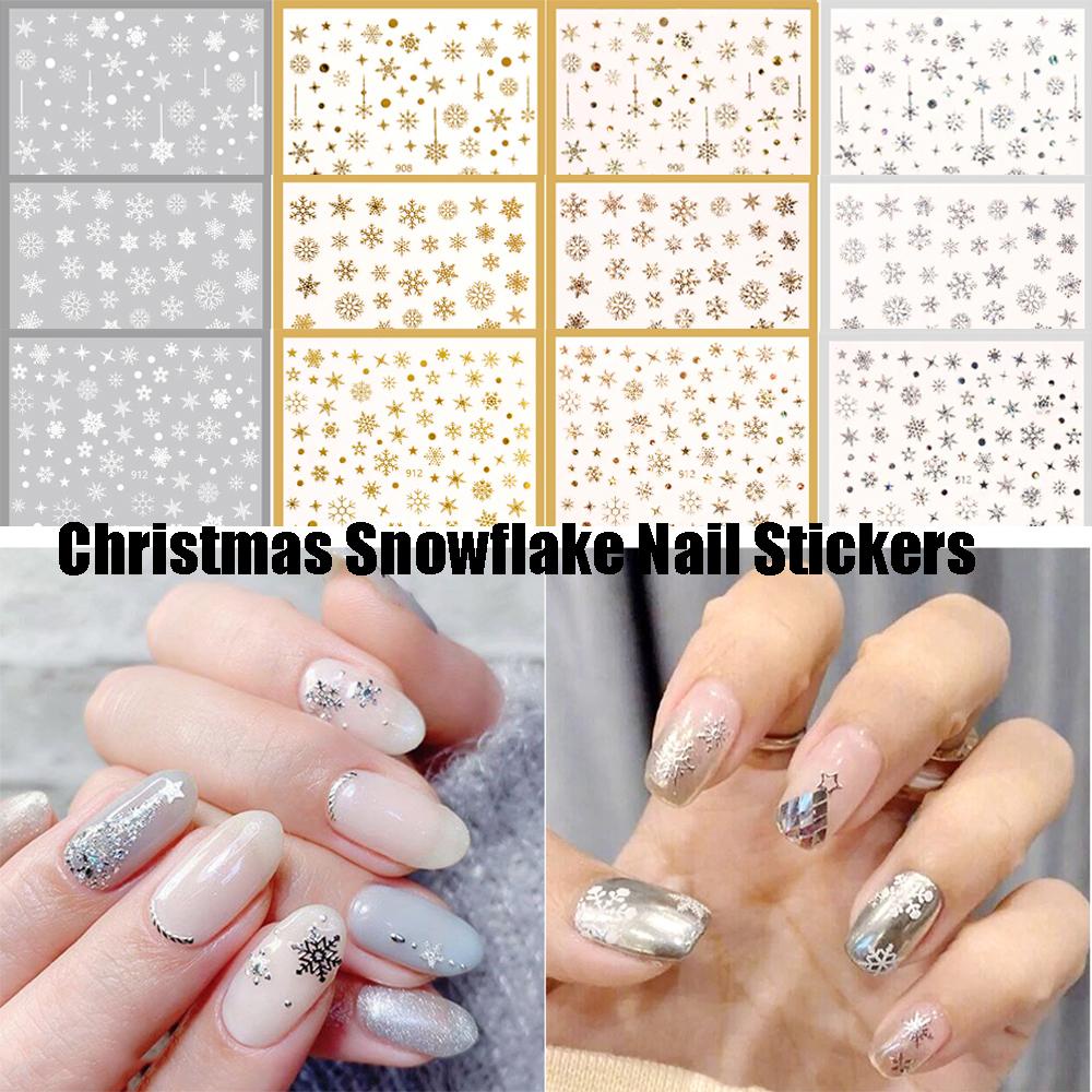 Mxbeauty Natal Nail Art DIY Putih Tahan Air Self Adhesive Decals