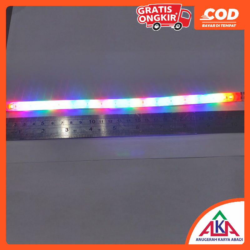 Lampu LED Strip variasi RGB Running fleksibel 30cm 12volt Strobo banyak mode