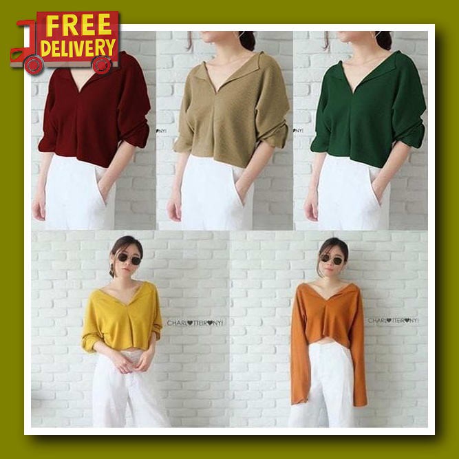 Blouse Wanita Ala Korea Lengan Panjang Model Import Terbaru Kekin PL934 [Top Eliza Rajut Bc]Blouse