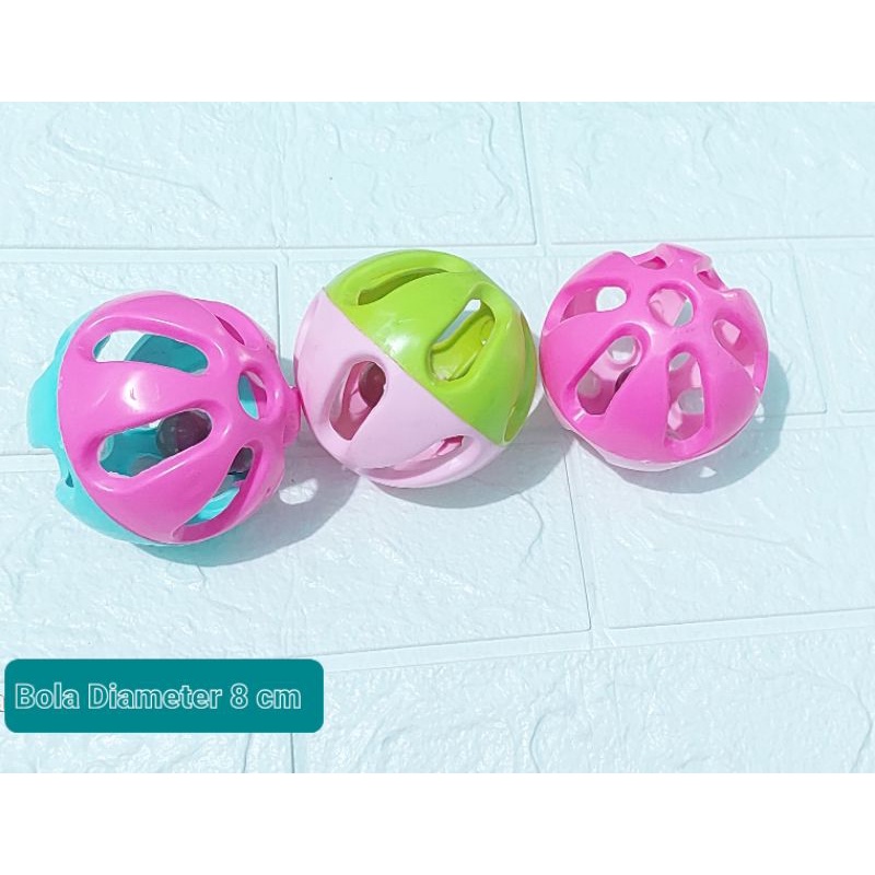 Mainan Bola Kucing 8 cm Pink, Hijau, Biru