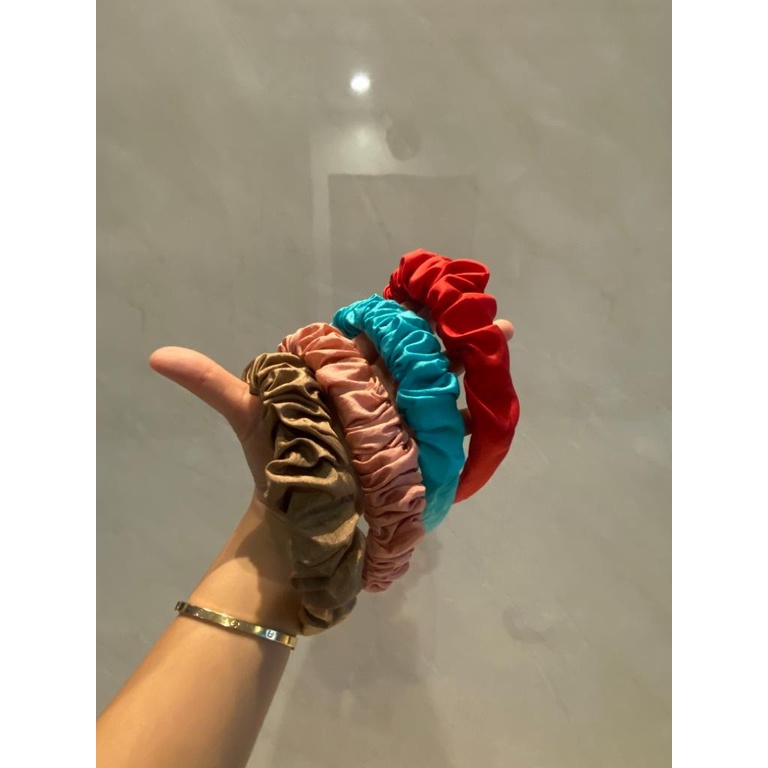 BMK01 Bando Nagita Bandana Korea Ruffle Scrunchie Kerut Premium - Random Colour