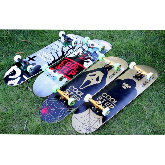 31*8 inch pro skateboard doulbe kick tail 4roda skateboard Pemula maple skateboard print Desain Gaya Bebas Jalan