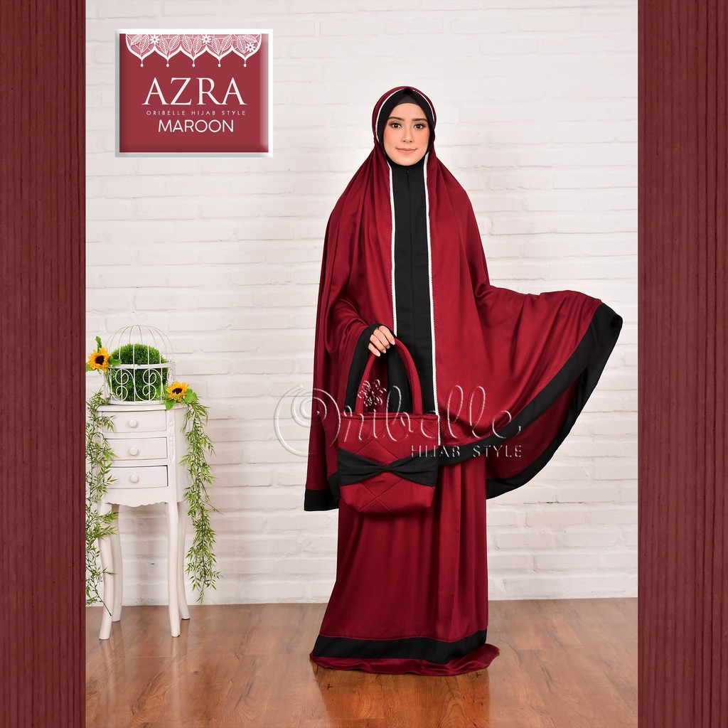 Mukena Azra Dewasa Maroon Original Oribelle / Peralatan Sholat Muslimah