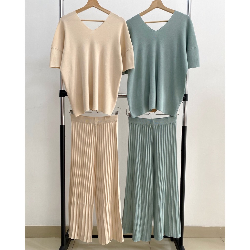 SET6411 Mixmax Knit Set Top & Pleated Pants-8