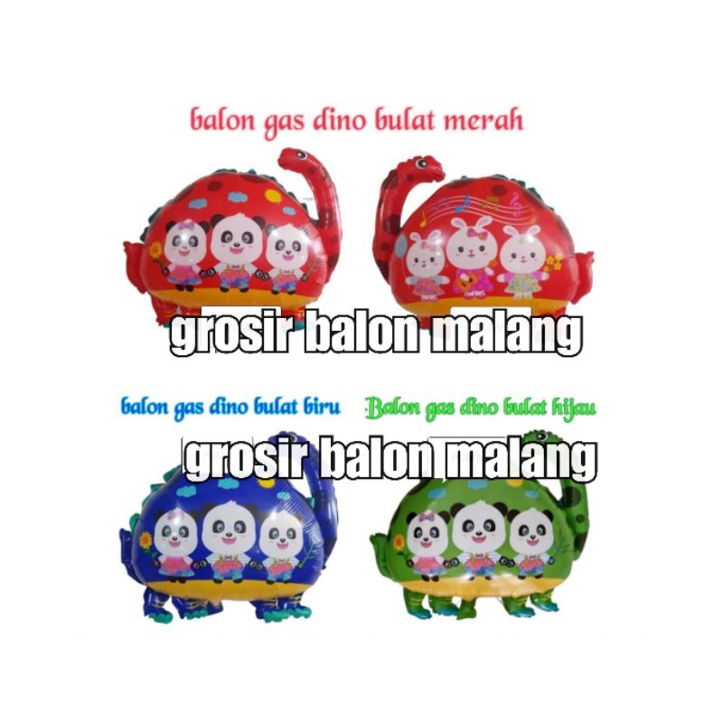 balon foil hewan animal dino dinosaurus bulat 3 warna