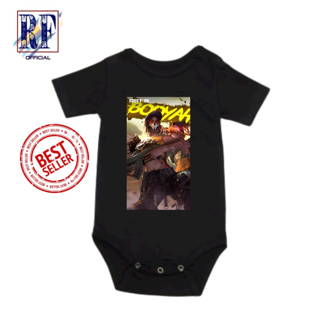 Kaos baju bayi jumper baby kids pendek FREE FIRE BOOYAH GAME GAMES GAMING GAMERS usia 0 1 2 3 4 5 6 