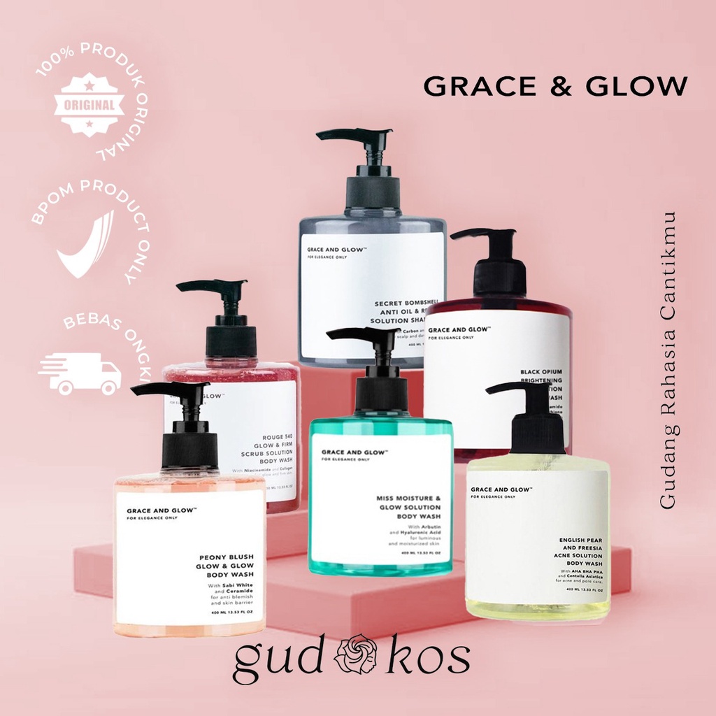 GRACE &amp; GLOW Body Wash Hair Shampoo Soap - 400 ML Sabun Mandi &amp; Sampo