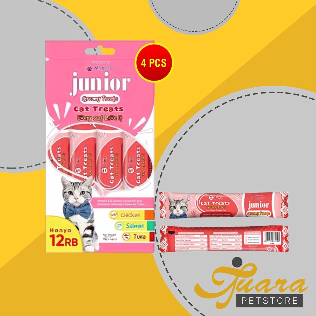 Junior Creamy Treats Cemilan Kucing Cat Food Snack 15GR X 4 Pcs