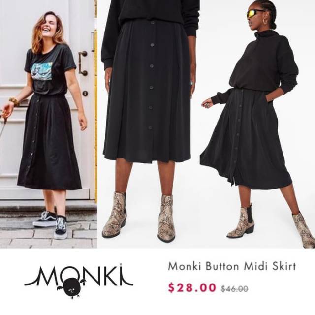 Monki rok skirt black button original