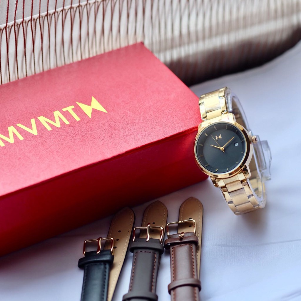 Jam Tangan Pria Wanita MVMT Tangaal Tali Kulit Full Set
