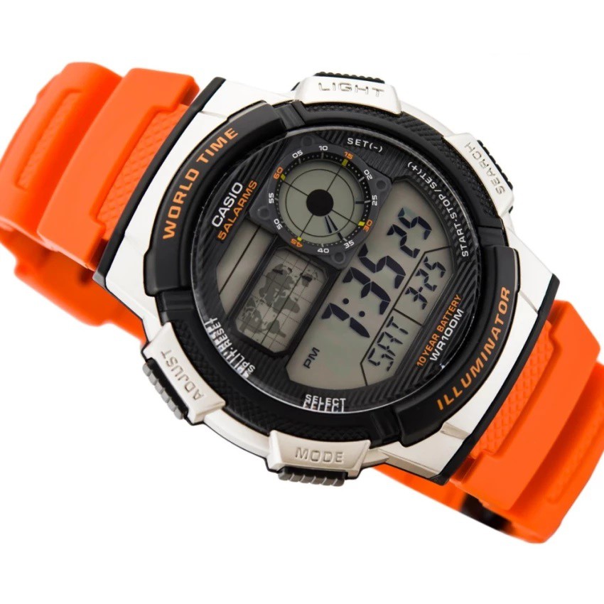 Casio Original AE-1000W-4B / AE1000W-4B Jam Tangan Pria Digital Karet Orange