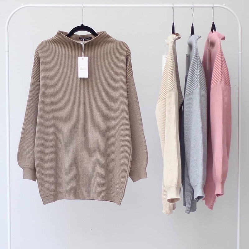 NIKITA TURTLENECK SWEATER OVERSIZE LONGSLEEVE BALONI PREMIUM - SWEATER SOFT KNIT BASIC KOREA - ATASAN TANGAN PANJANG - HIJAB FRIENDLY - TOP RAJUT ATASAN WANITA - HADIAH / KADO ULTAH CEWEK