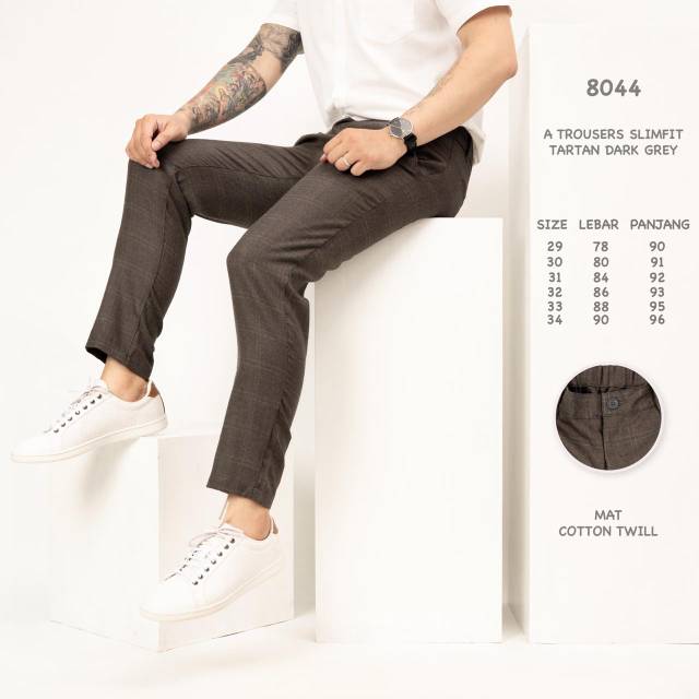  CELANA  PRIA  TARTAN SLIMFIT CELANA  CHINO  TARTAN CELANA  