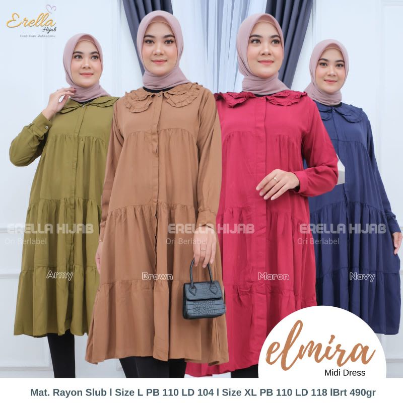 ELMIRA MIDI DRESS | MIDI DRESS WANITA MUSLIM | BY ERELLA