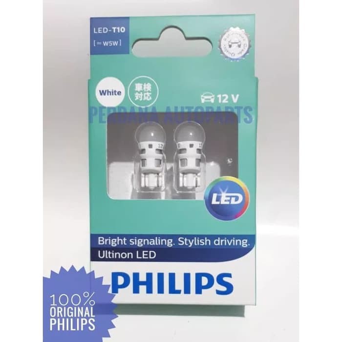 T10 PHILIPS LED Vision 6000K Lampu Senja Mobil