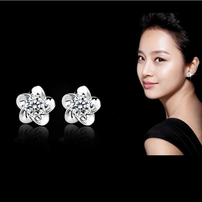 Anting Stud Desain Plum Blossoming Pastoral Untuk Wanita