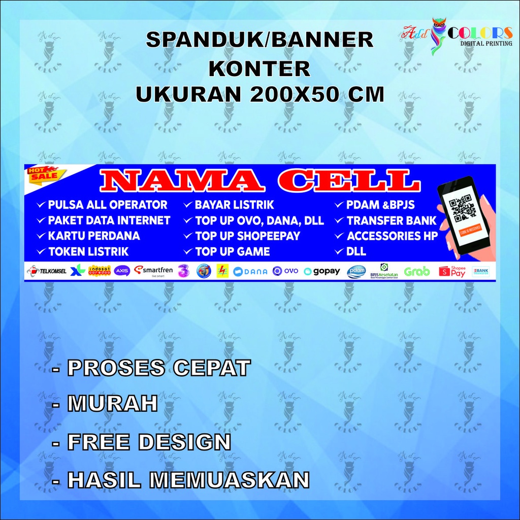 Banner/Spanduk Konter Pulsa Ukuran 200x50