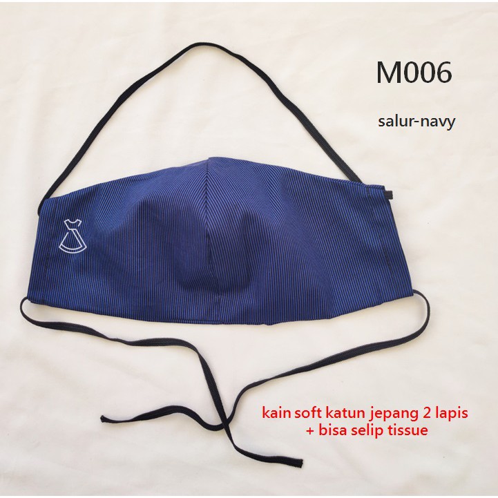 M006 - Masker hijab Kain soft katun jepang 2 Lapis Lembut  motif polkadot Masker headloop Murah