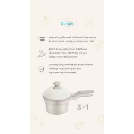 Little Dimple Mini Stack Pan 3in1 - Panci Mpasi Bayi Anti Lengket - Panci Masak Makanan Baby